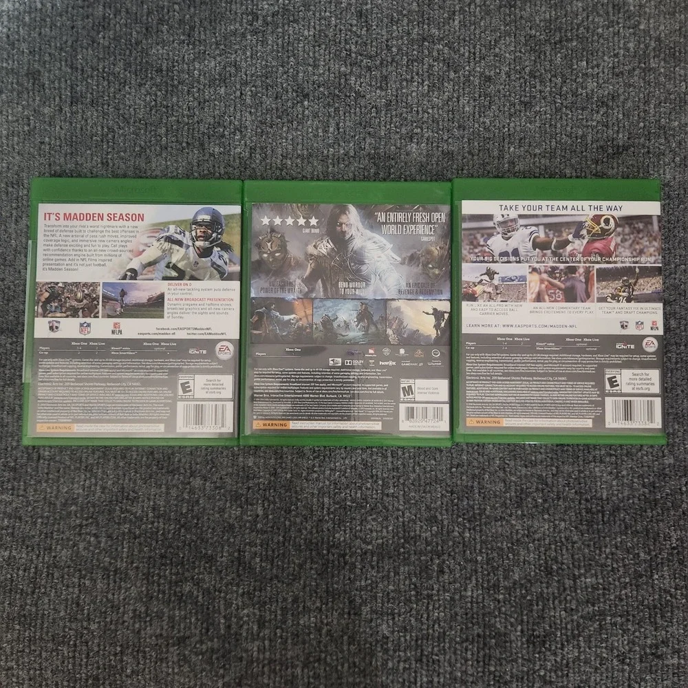 Xbox One Game Lot Madden NFL 15 17 Middle-earth Shadow of Mordor GOTY Bundle
